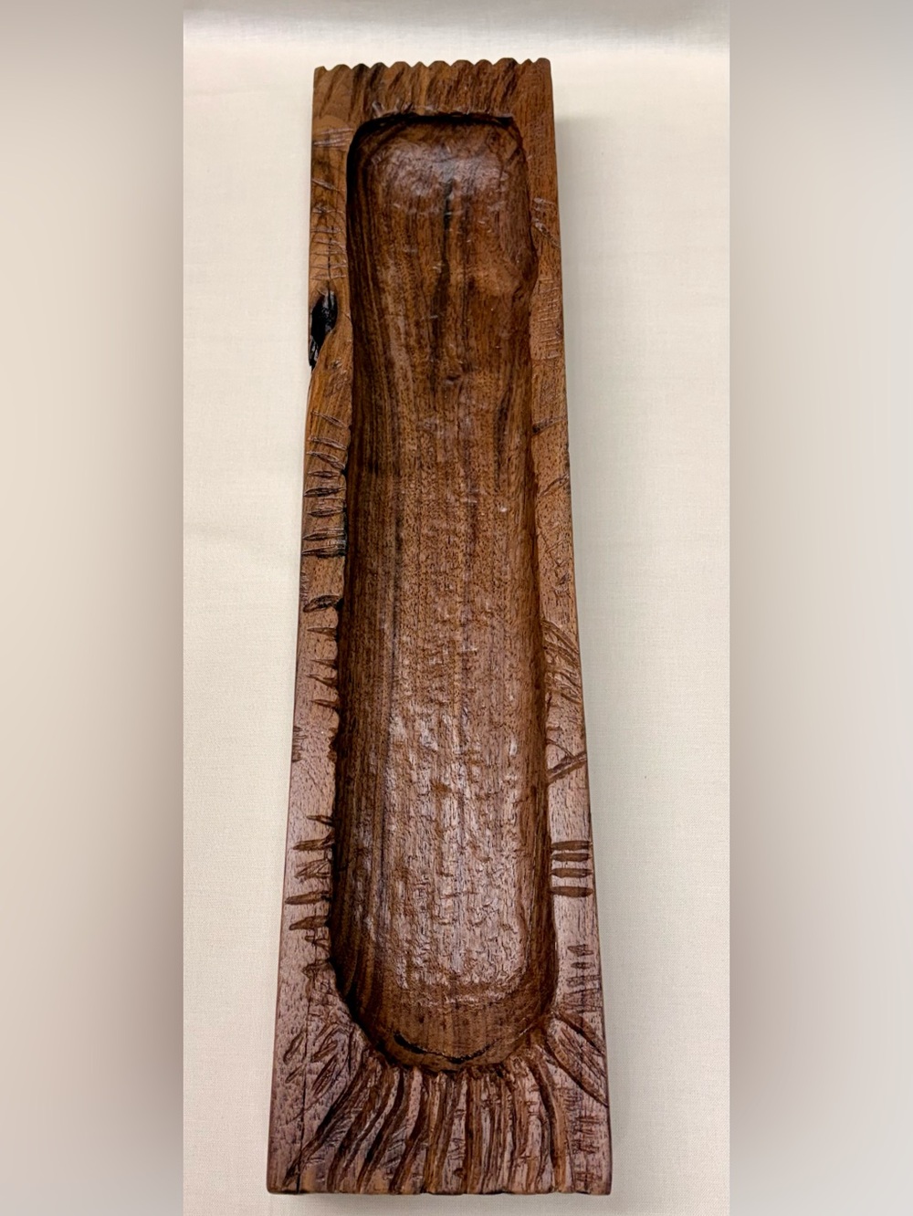 Handmade, One-of-a-Kind, Solid Walnut Wood Catch All Tray Hand Carved Distressed